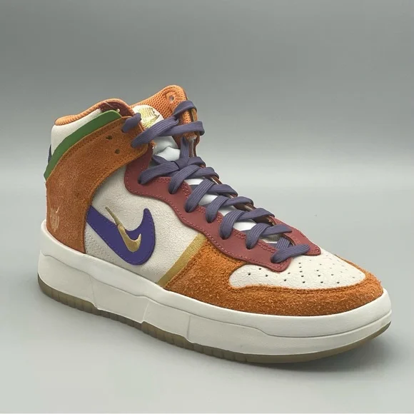 Nike Dunk High Sneakers - Orange, Brown, and Purple Nike Dunk high up premium sneakers in sail and canyon purple  main image 2